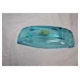 Set of 2 Capri Blue Glass Serving Dishes with Handle