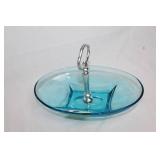 Set of 2 Capri Blue Glass Serving Dishes with Handle