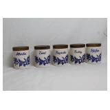 Set of 5 Schramberg Spice Jars with Floral Design