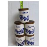 Set of 5 Schramberg Spice Jars with Floral Design