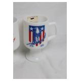 Pair of Bicentennial 1976 Commemorative Milk Glass Mugs