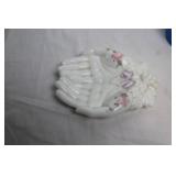 Vintage Westmoreland Milk Glass Dish with Victorian Hands and Floral Design