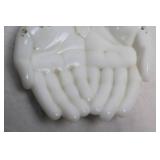 Vintage Westmoreland Milk Glass Dish with Victorian Hands and Floral Design
