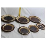 Set of 7 Pfaltzgraff Brown Drip Stoneware Plates