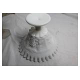 Pair of Vintage Milk Glass and Frosted Glass Compotes