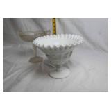 Pair of Vintage Milk Glass and Frosted Glass Compotes