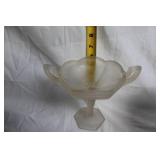 Pair of Vintage Milk Glass and Frosted Glass Compotes