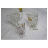 Set of 3 Vintage Glass Sugar Bowls and Creamer