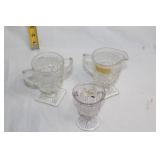 Set of 3 Vintage Glass Sugar Bowls and Creamer