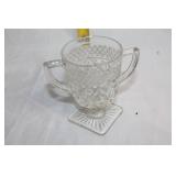 Set of 3 Vintage Glass Sugar Bowls and Creamer