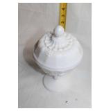 Pair of Milk Glass Candy Dishes with Lids