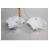 Pair of Westmoreland Milk Glass Compotes with Paneled Grape Design