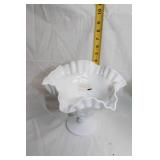 Pair of Westmoreland Milk Glass Compotes with Paneled Grape Design