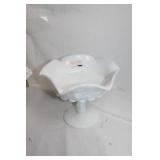 Pair of Westmoreland Milk Glass Compotes with Paneled Grape Design