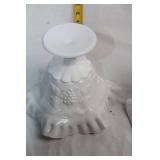 Pair of Westmoreland Milk Glass Compotes with Paneled Grape Design