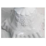 Pair of Westmoreland Milk Glass Compotes with Paneled Grape Design