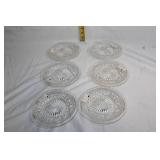 Set of 6 Glass Dessert Plates with Starburst Design