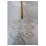 Set of 6 Glass Dessert Plates with Starburst Design
