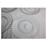 Set of 5 Elegant Clear Glass Swirl Pattern Plates
