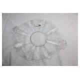 Elegant Patterned Glass Platter with Floral Etchings