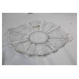 Elegant Patterned Glass Platter with Floral Etchings