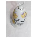 Set of 3 Vintage Porcelain Bells with Floral Designs