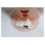 Cased Glass Covered Candy Dish Pink Opal Finish