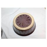 Pair of Vintage Brown Glazed Ceramic Casserole Dishes with Lids