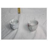 Set of 2 Vintage German Mustache Cups with Floral Patterns