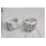 Set of 2 Vintage German Mustache Cups with Floral Patterns
