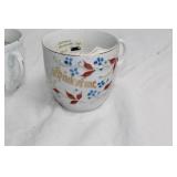 Set of 2 Vintage German Mustache Cups with Floral Patterns