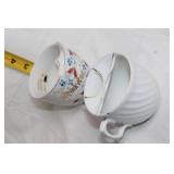 Set of 2 Vintage German Mustache Cups with Floral Patterns