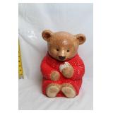 Ceramic Bear Cookie Jar with Red Sweater