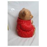 Ceramic Bear Cookie Jar with Red Sweater