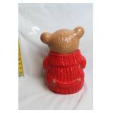Ceramic Bear Cookie Jar with Red Sweater