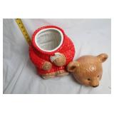 Ceramic Bear Cookie Jar with Red Sweater