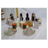 Collection of Vintage Salt and Pepper Shakers with Glass Citrus Juicers