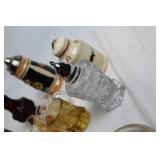 Collection of Vintage Salt and Pepper Shakers with Glass Citrus Juicers