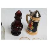 Collection of Vintage Salt and Pepper Shakers with Glass Citrus Juicers