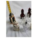 Collection of Vintage Salt and Pepper Shakers with Glass Citrus Juicers