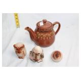 Set of Ceramic Teapot and 3 Animal Figurines