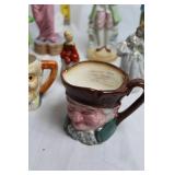Collection of 10 Vintage Porcelain Figurines and Toby Mugs