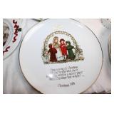 Collection of Vintage and Christmas-Themed Decorative Plates and Serveware
