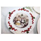 Collection of Vintage and Christmas-Themed Decorative Plates and Serveware