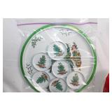 Collection of Vintage and Christmas-Themed Decorative Plates and Serveware