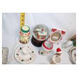 Collection of Vintage and Christmas-Themed Decorative Plates and Serveware