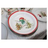 Collection of Vintage and Christmas-Themed Decorative Plates and Serveware