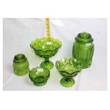 Set of 5 Moon and Star Green Glassware Collection