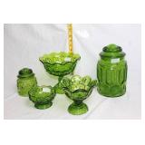 Set of 5 Moon and Star Green Glassware Collection