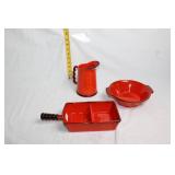 Vintage Metlox Red Rooster Ceramic Serving Set